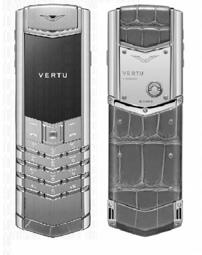 Vertu Signature S Design Sapphire White Gold Grey Alligator