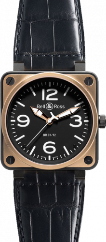 Bell & Ross Aviation BR Instrument BR 01-92 46mm Automatic BR 01-92 PinkGold&Carbon Croco