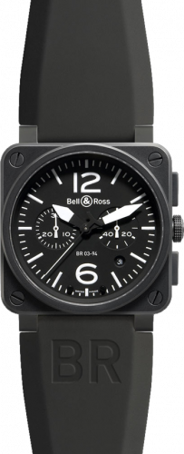 Bell & Ross Aviation BR 03-94 42mm Chronograph Carbon BR 03-94 Black&White Rubber