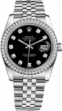 Rolex Datejust 36,39,41 mm 36mm Steel and White Gold 116244 Black D