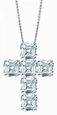 Jacob & Co. Jewelry High Jewelry Asscher Cut Diamond Cross Pendant Pendants Cross Asscher Cut Diamond Cross Pendant Pendants Cross