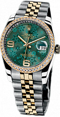Rolex Datejust 36,39,41 mm 36 mm Steel and Yellow Gold 116243 Green Floral