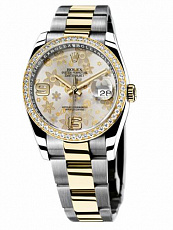 Rolex Datejust 36mm Steel and Yellow Gold Silver Floral Jubilee 116243